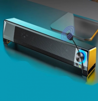 電腦音響台式家用帶麥克風一體有線長條小音箱超重低音